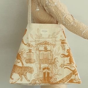 Cream and Orange Tote Bag